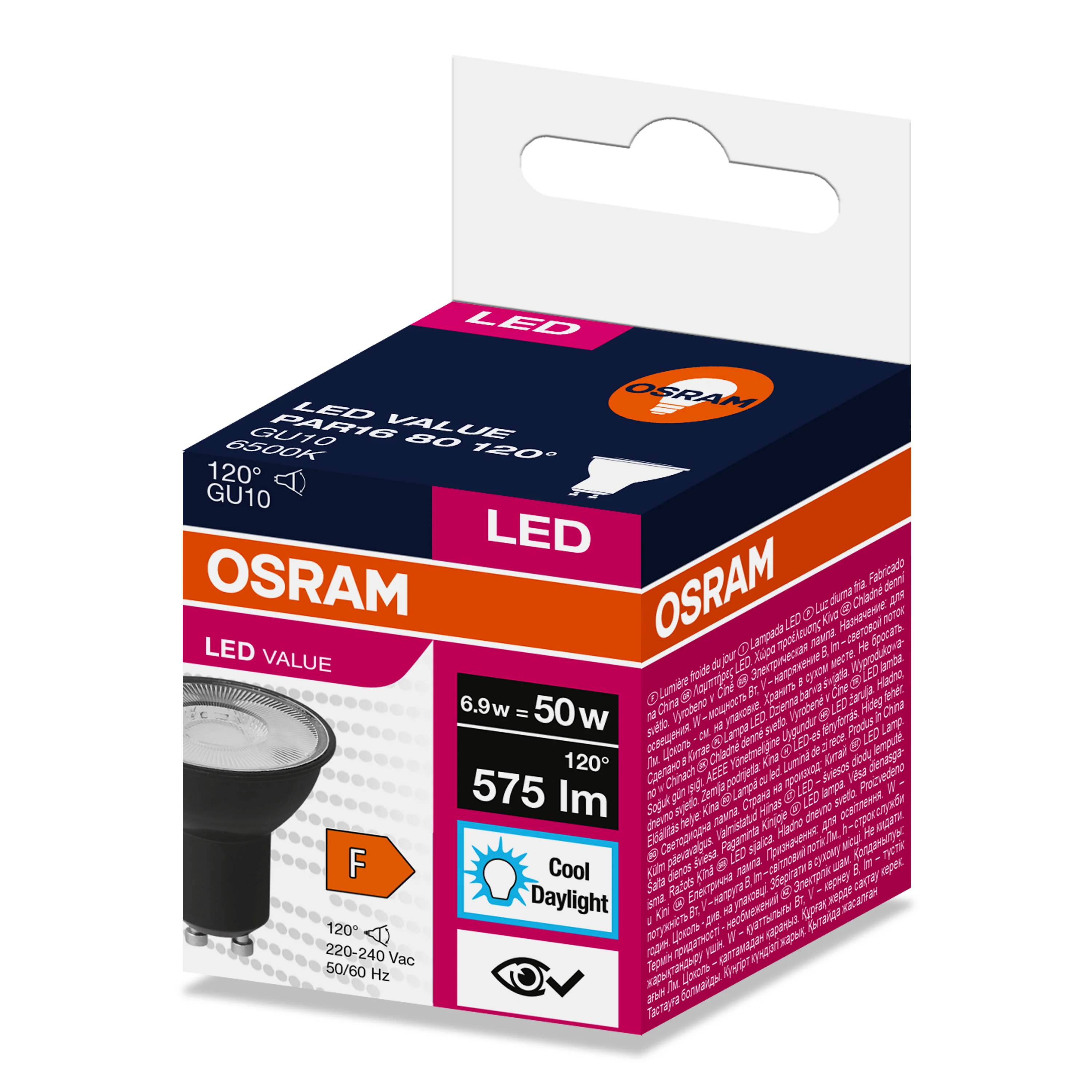 Żarówka LED PAR16 Reflektor GU10 6.9W = 80W 575lm 6500K Zimna 120° VALUE Osram - Image 4