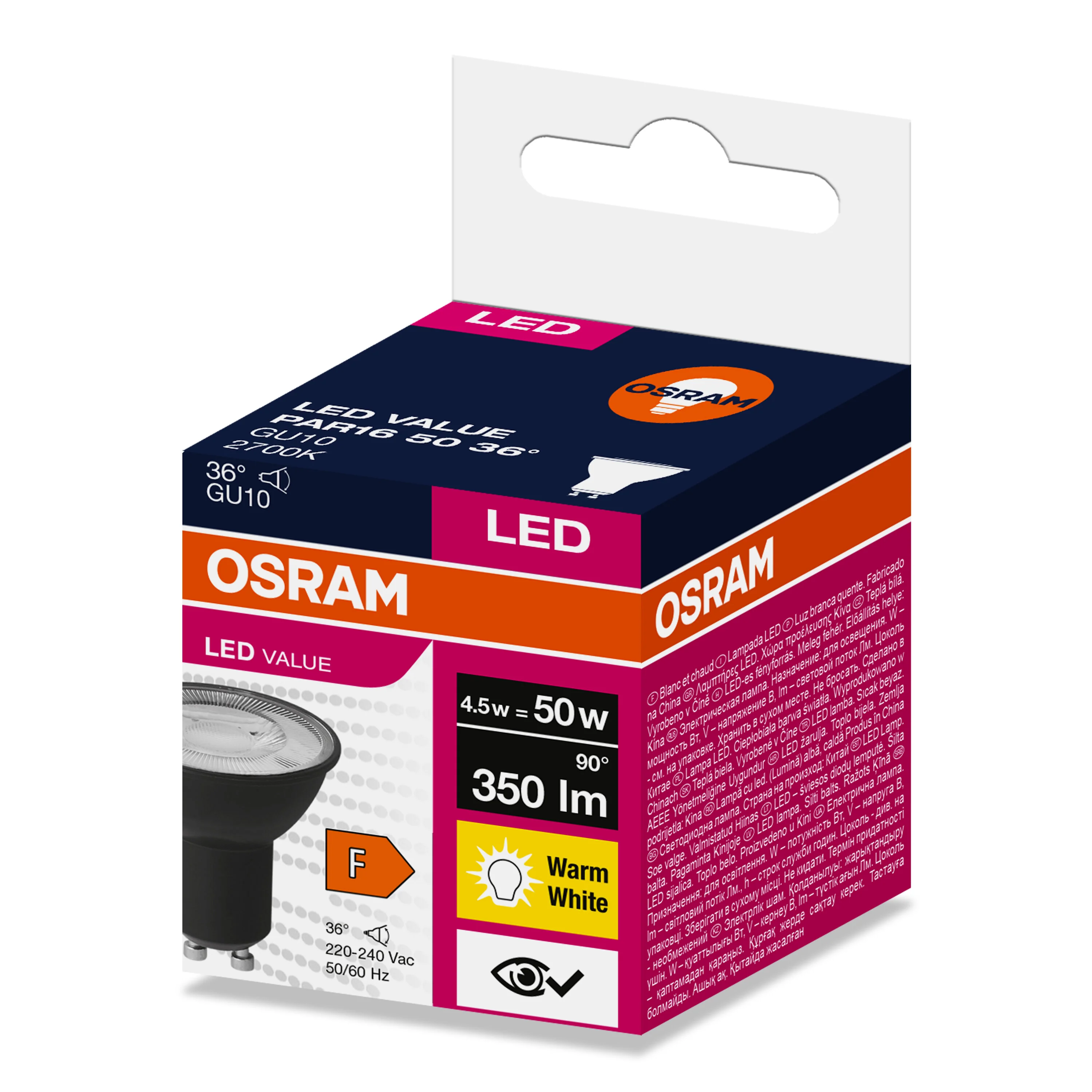 Żarówka LED VALUE 50 GU10 4,5W 350lm 2700K 827 (36 stopni) BK czarny - Image 4
