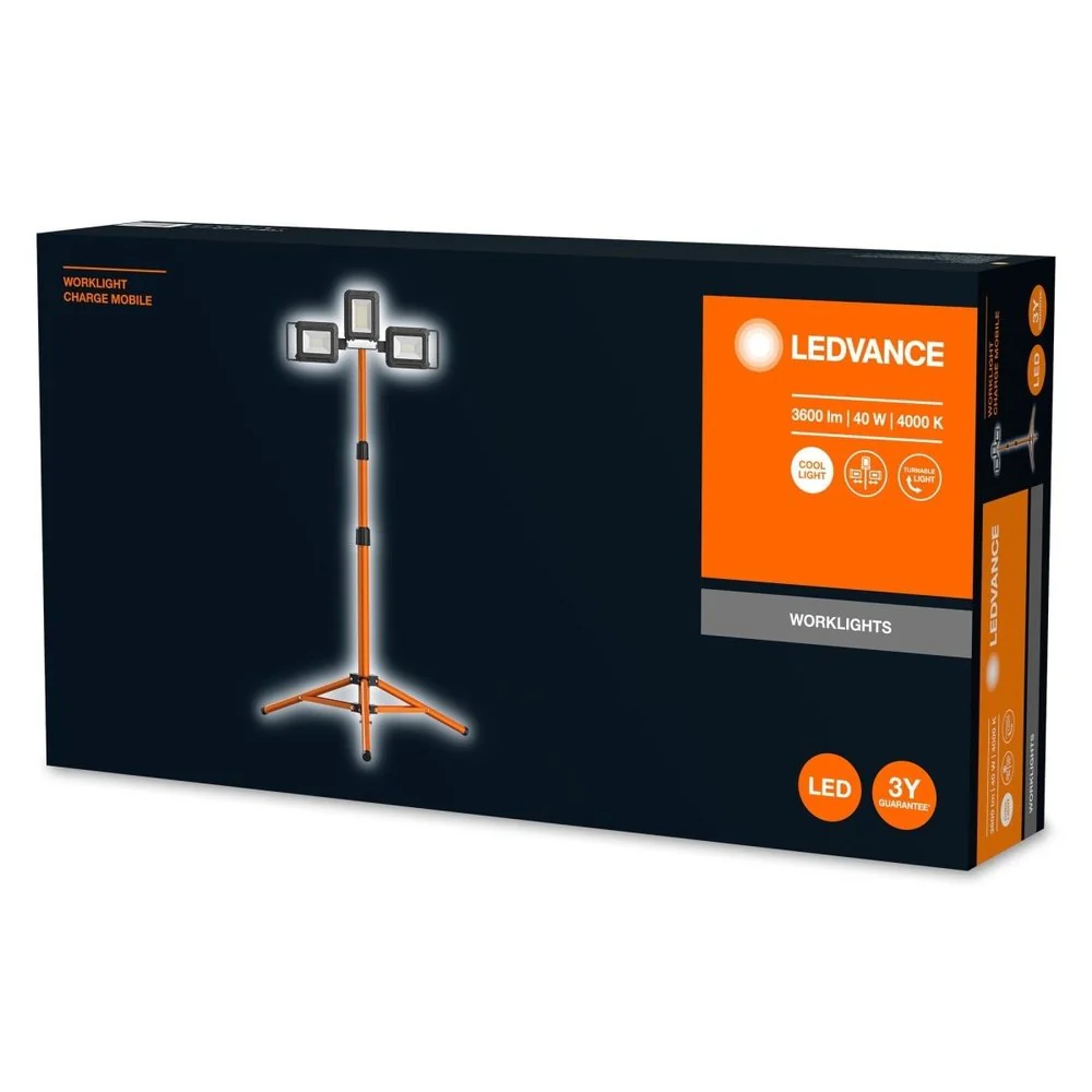 Naświetlacz LED WORKLIGHT BATTERY TRIPOD 40W, przenośny, zasilanie bateryjne, ładowanie USB, barwa neutralna - Image 3
